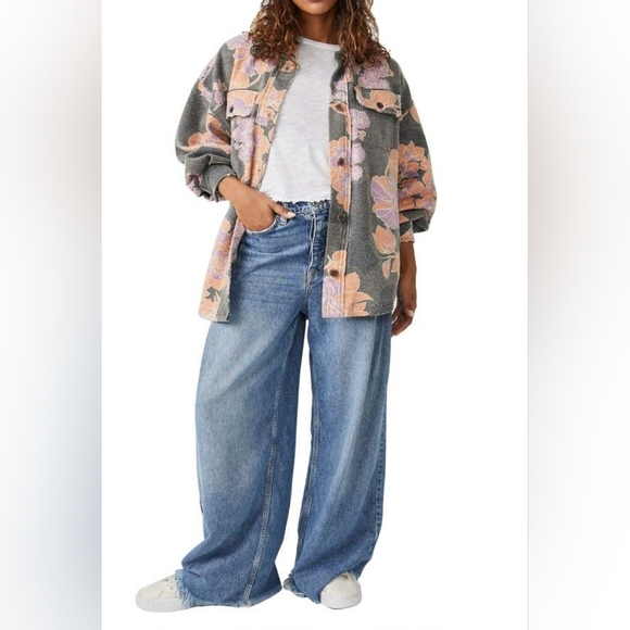 Free People Women's Floral Printed Ruby Oversized Boxy Button Up Jacket, XS - Picture 4 of 15